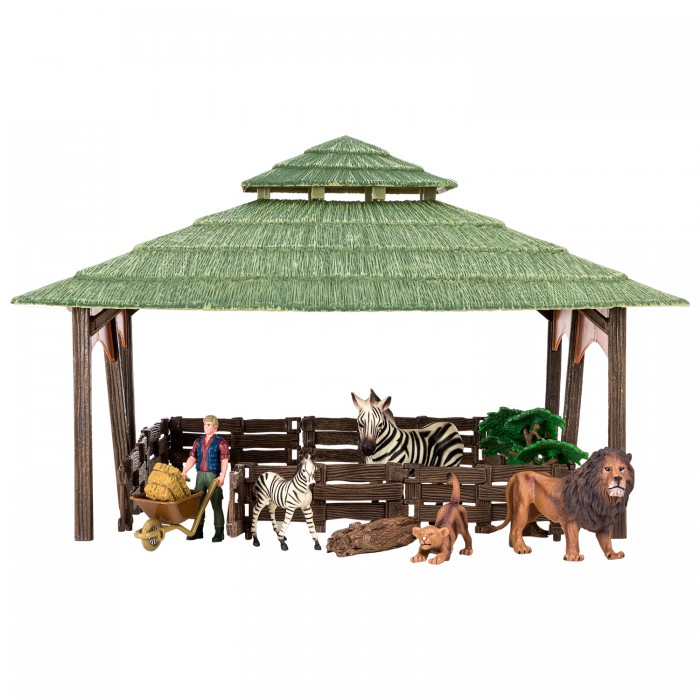 Игровые наборы Masai Mara Набор фигурок животных На ферме (ферма, львы, зебры, фермер, инвентарь)