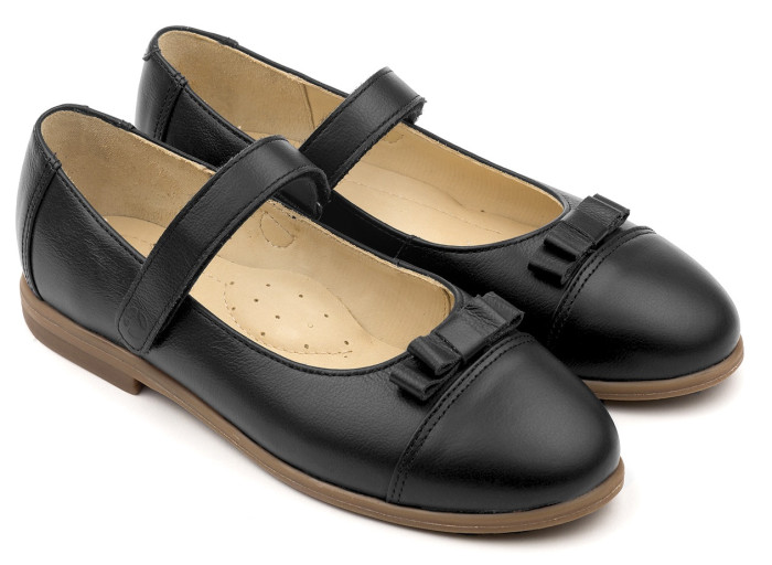 Tapiboo Туфли детские кожаные на липучке 25012 черные лаковые туфли с цепью missouri детские