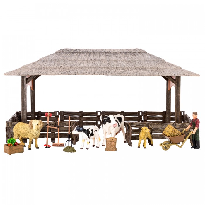 Masai Mara Набор фигурок животных На ферме (ферма, коровы, овцы, персонаж и инвентарь) навес мебельный для кухон шкафов “p02“ серый нагр 100 кг на пару набор 2 шт