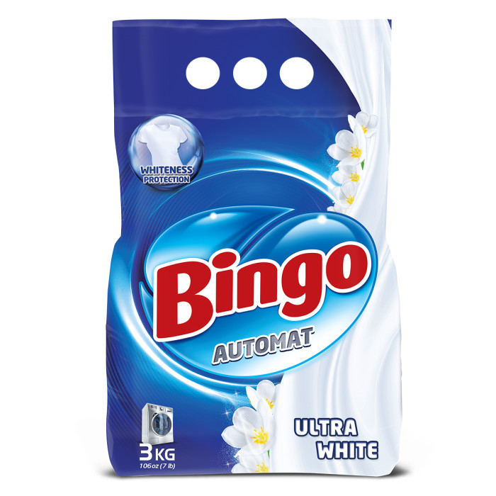 Bingo Стиральный порошок автомат Ultra White 3 кг bingo чистящий порошок ov с ароматом лимона 500 г 10 шт