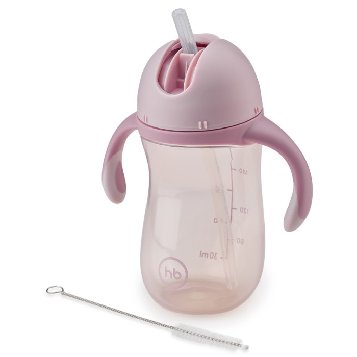 Поильник Happy Baby Straw Feeding Cup с трубочкой и ручками pink