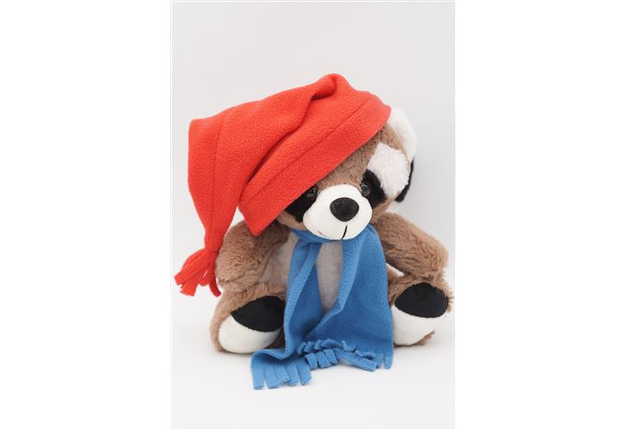 Мягкая игрушка Unaky Soft Toy Енот Крош в красном колпаке с кисточкой и голубом шарфе 26 см