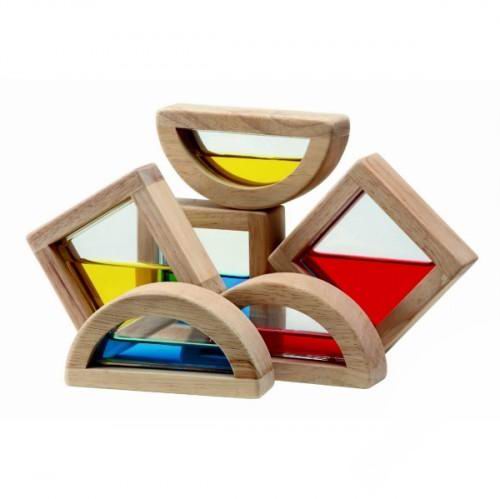 деревянные игрушки wonderworld радужные блоки со звуком в контейнере Деревянные игрушки Plan Toys Водяные блоки