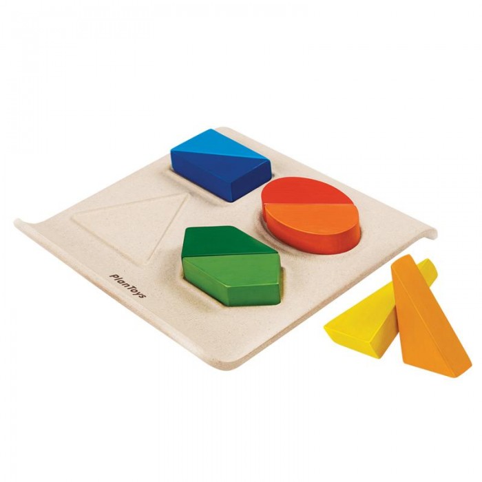 деревянная рамка вкладыш геометрические формы и фигуры об00038 Деревянные игрушки Plan Toys Геометрические фигуры рамка-вкладыш