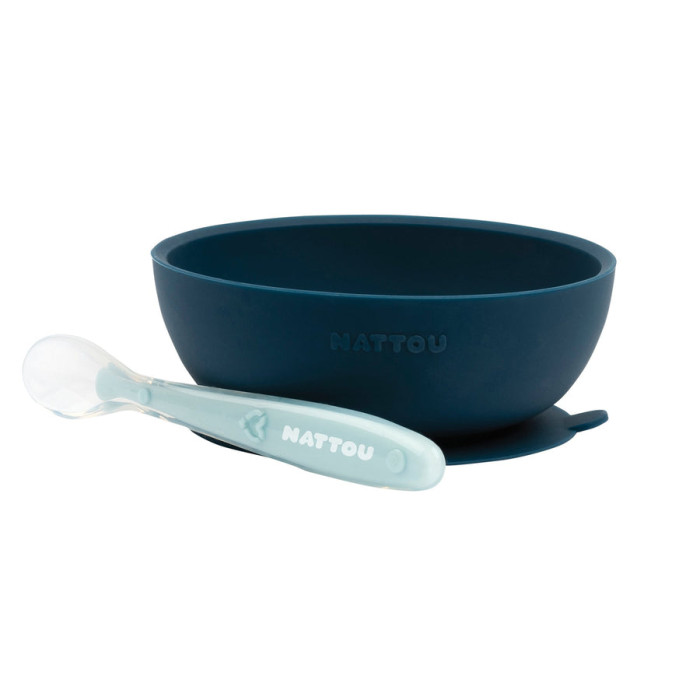 Nattou Набор посуды: глубокая тарелка, ложка прорезыватель nattou lapidou силикон дерево мышка и бусинки 877657