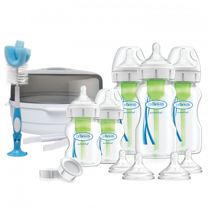 Наборы для кормления Dr.Brown's Набор Deluxe с контейнером для стерилизации в СВЧ с щипцами и 5 бутылочек Options+ options