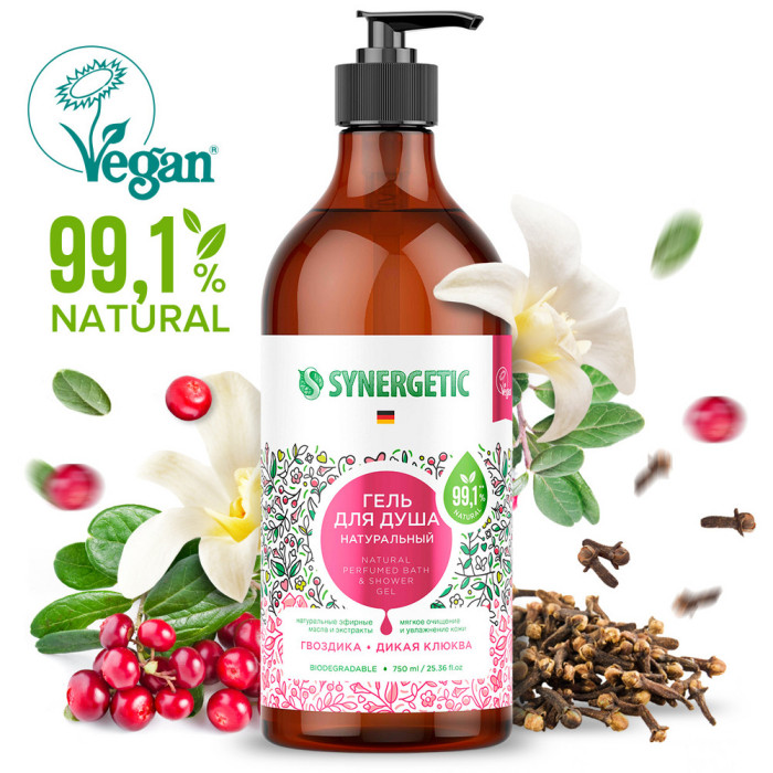 

Synergetic Гель для душа Гвоздика и дикая клюква 750 мл, Гель для душа Гвоздика и дикая клюква 750 мл