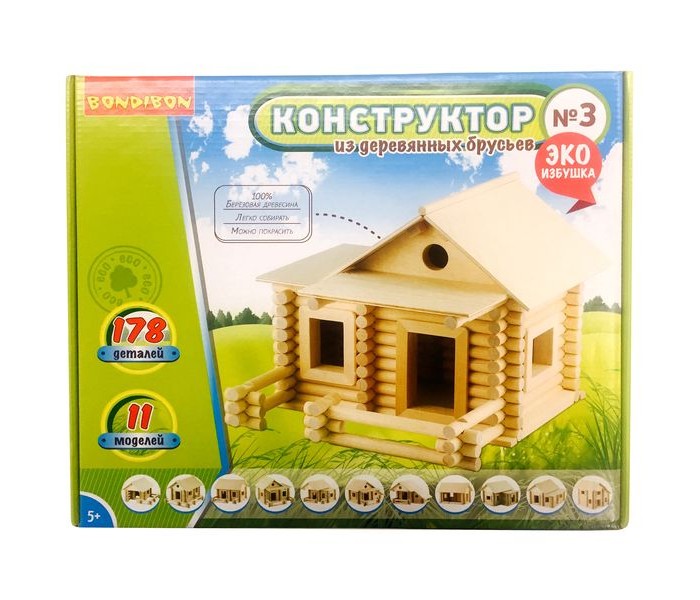 

Конструктор Bondibon из деревянных брусьев №3 Bох 178 шт., из деревянных брусьев №3 Bох 178 шт.