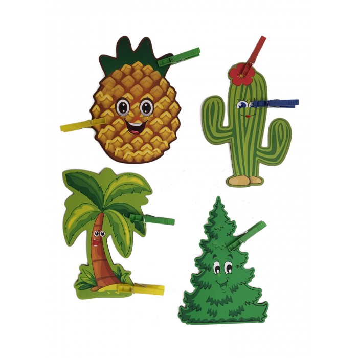 Игры для малышей Сибирские игрушки Игры с прищепками Ёлка, кактус, ананас, пальма