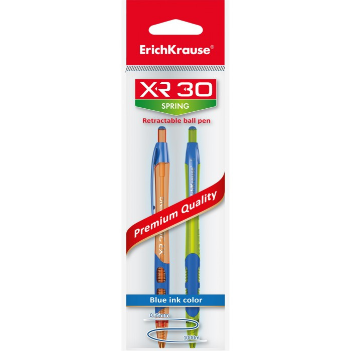 ErichKrause Ручка шариковая автоматическая XR-30 Spring синяя 2 шт. 5 упаковок
