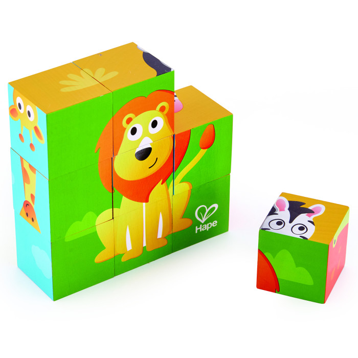 Деревянные игрушки Hape Кубики Джунгли E1619_HP hape кубики джунгли разноцветный