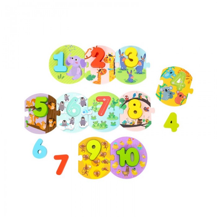 Игры для малышей Tooky Toy Фигурный пазл Занимательный счет пазлы деревянные цифры счет 33 детали тройные