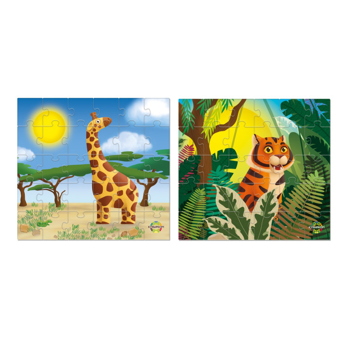 Кувырком Магнитные, двусторонние, ударопрочные пазлы 6 в 1 Жираф и тигр (30 деталей) кувырком магнитные двусторонние ударопрочные пазлы 6 в 1 жираф и тигр 30 деталей