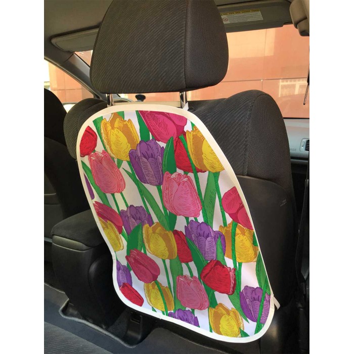 JoyArty Защитная накидка на спинку автомобильного сидения Поляна тюльпанов