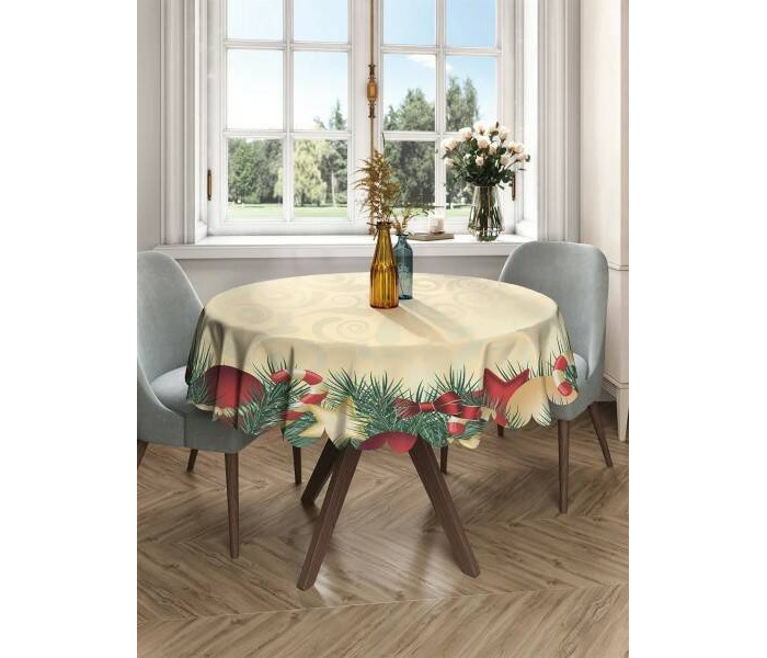 Товары для праздника JoyArty Круглая скатерть на кухонный и праздничный стол Новогодние украшения 150x150 см