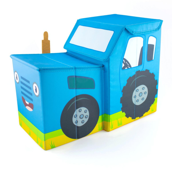  Мультифан Корзина для хранения игрушек машинка Синий трактор с двумя отделениями