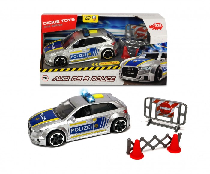 Машины Dickie Полицейская машинка Audi RS3 фрикционная с аксессуарами 15 см машинка мусорово 15 см свет звук dickie toys 3302018 dickie