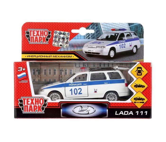 Машины Технопарк Инерционная машина Lada 111 Полиция машины технопарк машина металлическая lada 111 скорая 12 см