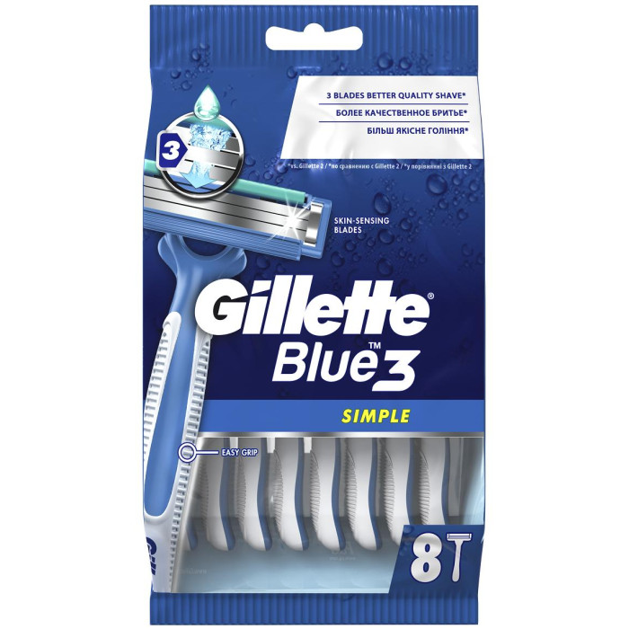 Gillette Одноразовая бритва Blue3 Simple с 3 лезвиями 8 шт. 81631556 - фото 1
