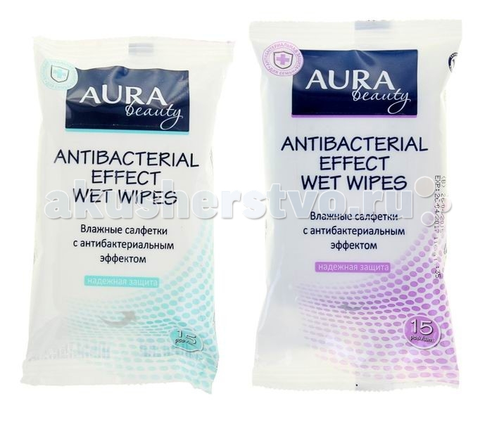  Aura Влажные салфетки с антибактериальным эффектом Beauty 15 шт.