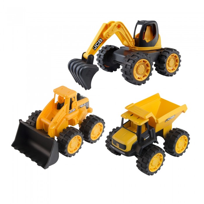 Машины JCB Игровой набор строительной техники 3 машинки детская игрушка машинка jcb набор 2 машинки самосвал и погрузчик 18 см