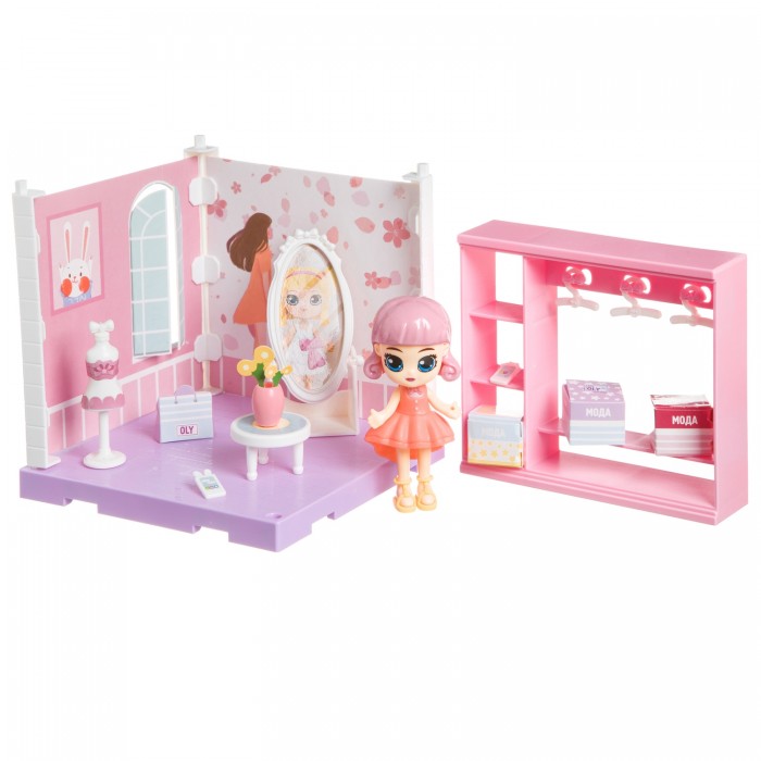цена Кукольные домики и мебель Bondibon Игровой набор Мебель Кукольный уголок Гардеробная и куколка Oly