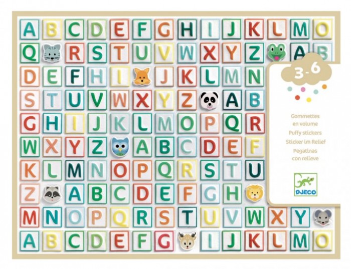 Djeco Набор объемных наклеек Латинские буквы 300 шт. игровой набор наша игрушка буквы 33 предм в ассортименте