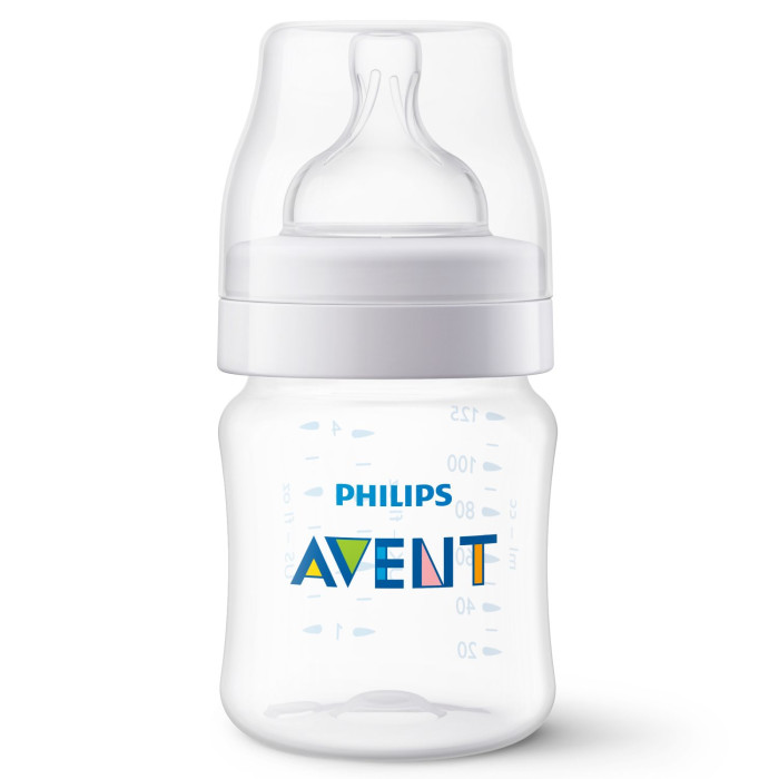 Бутылочка Philips Avent  для кормления Anti-colic с 0 мес. 125 мл SCY100/01 соска philips avent силиконовая anti colic с медленным потоком с 1 мес 2 шт scy762 02