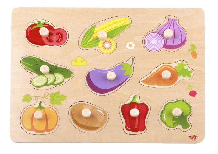 Деревянные игрушки Tooky Toy Рамка-вкладыш Овощи рамка вкладыш большая супермаркет овощи и фрукты 16 деталей