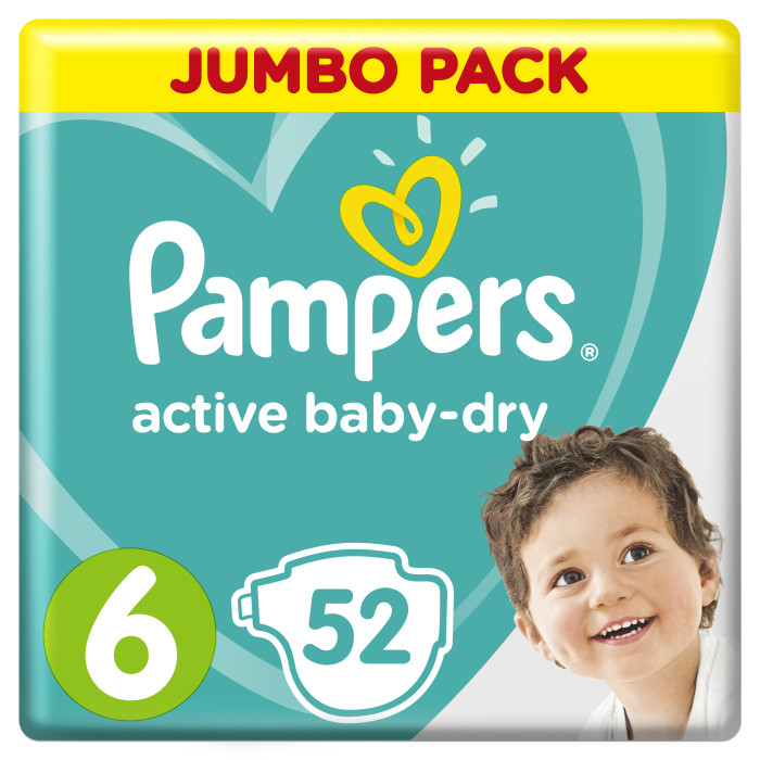  Pampers Подгузники Active Baby-Dry для малышей р.6 (13-18 кг) 52 шт.