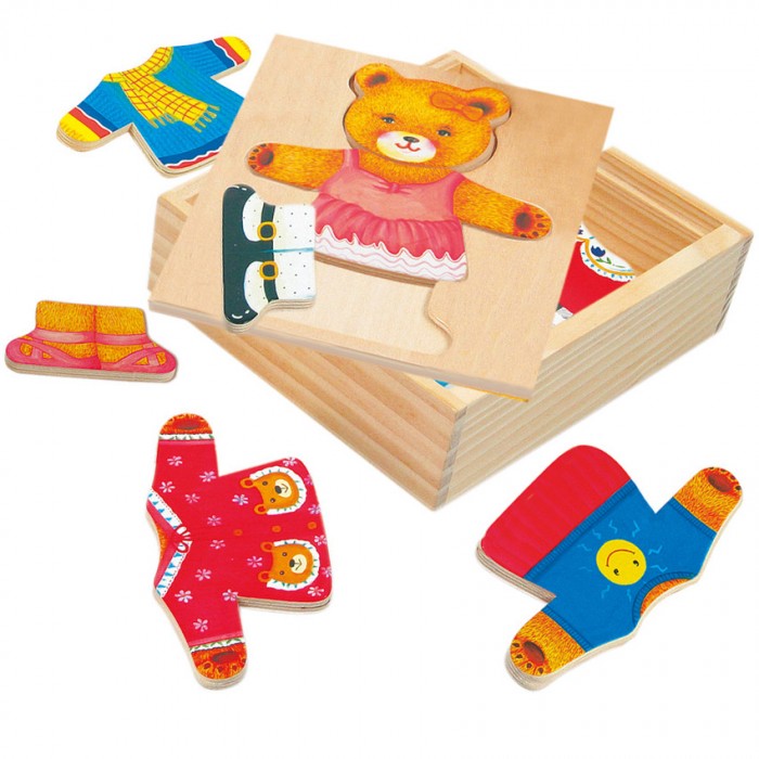 Деревянные игрушки Bino Пазл Гардероб медведицы деревянные игрушки bino пазл вкладыш часы