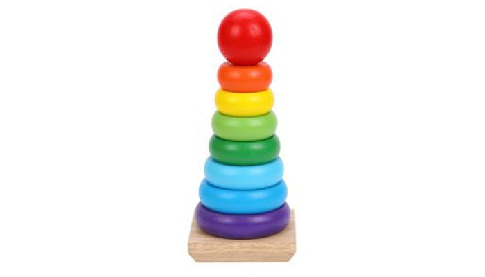фото Деревянная игрушка mapacha пирамидка радуга большая