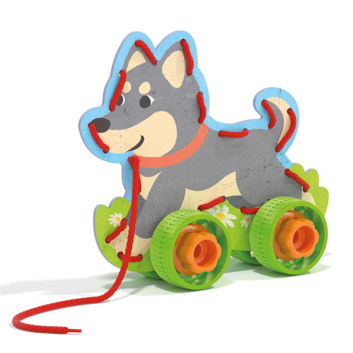 Развивающая игрушка Quercetti шнуровка Животные на колесах