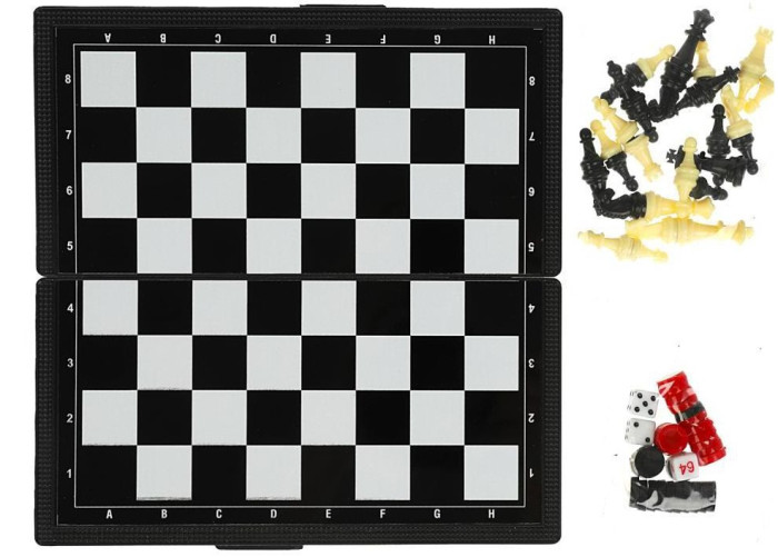 цена Настольные игры Играем вместе Шахматы магнитные 3 в 1 Буба (шахматы, шашки, нарды)