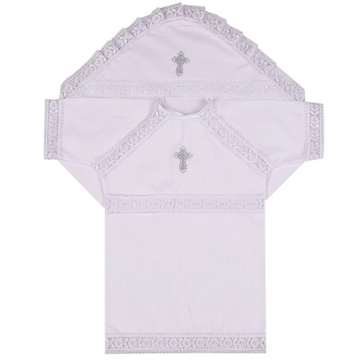фото Ангелочки крестильный набор универсальный с вышивкой поплин