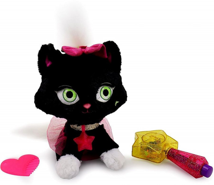 Мягкая игрушка Shimmer Stars Плюшевый Черный Котенок со светящимися блестками 20 см