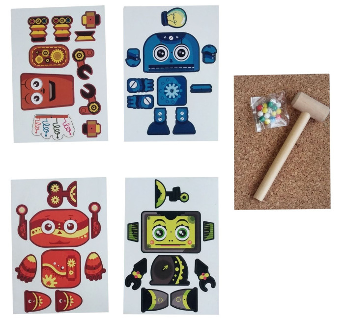 фото Деревянная игрушка учитель мозаика из гвоздиков умные роботы