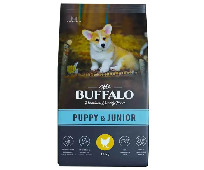 Mr.Buffalo Сухой корм Puppy & Junior для щенков и юниоров с курицей 14 кг B122 - фото 1