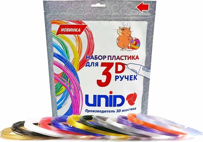 Unid Комплект пластика PRO для 3Д ручек (12 цветов)