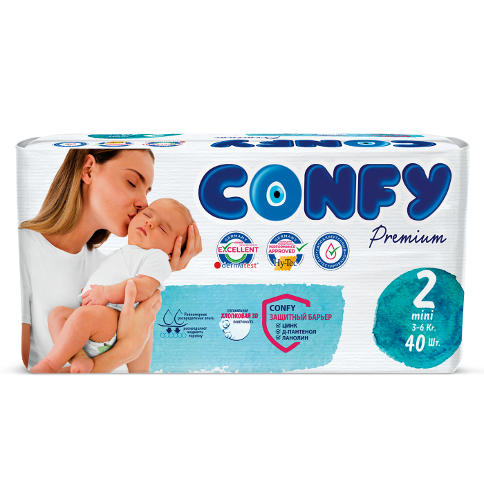  Confy Подгузники детские р.2 (3-6 кг) 40 шт.