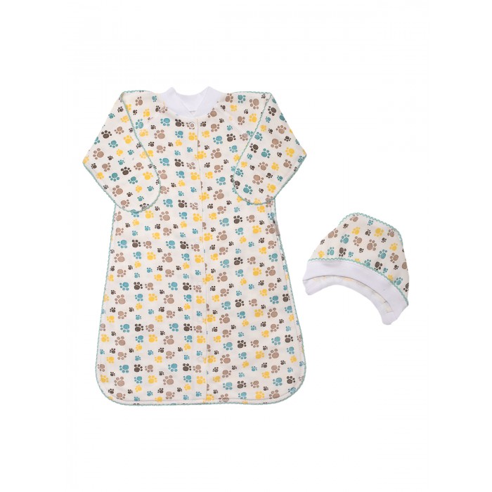 Спальный конверт Клякса и чепчик из трикотажа