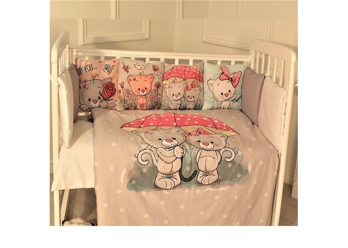 Комплекты в кроватку Луняшки Котики (6 предметов) комплекты в кроватку happy family розовый сад с бомбон бортиками 6 предметов