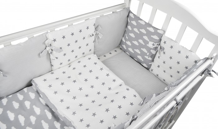 фото Комплект в кроватку forest kids для овальной кроватки sky (16 предметов)