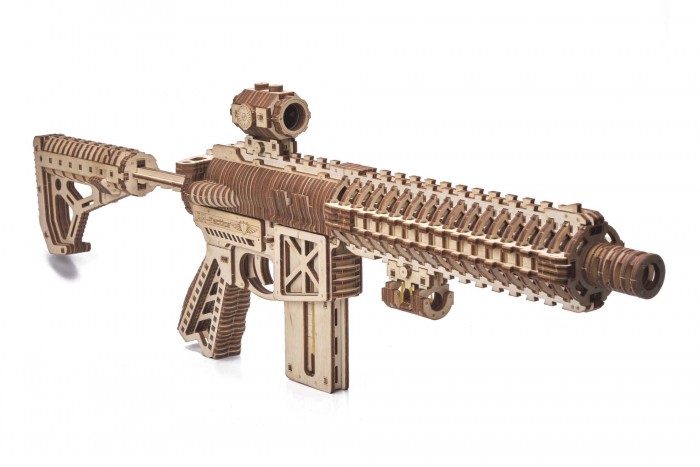 Сборные модели Wood Trick Механическая сборная модель Штурмовая винтовка AR-T (496 деталей)