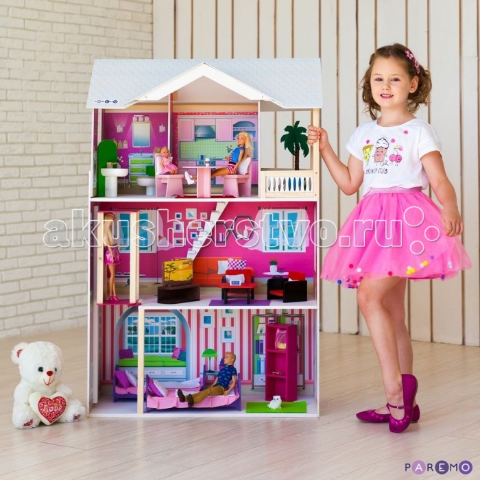 Кукольные домики и мебель Paremo Деревянный кукольный домик Сицилия с мебелью (16 предметов) кукольные домики и мебель janod домик кукольный happy day с мебелью