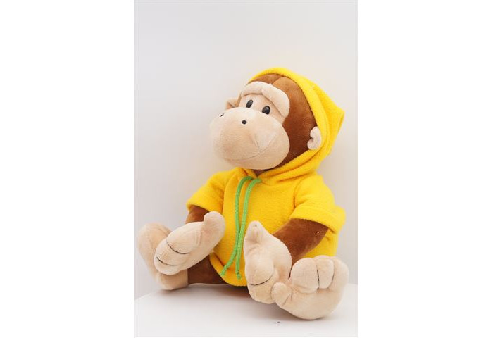 Мягкая игрушка Unaky Soft Toy Обезьянка Леся с шариками в жёлтой флисовой толстовке 28 см