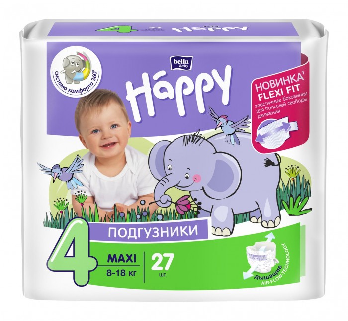  Bella baby Happy Подгузники Happy Maxi (8-18 кг) 27 шт.