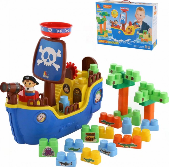Игровые наборы Полесье Набор Пиратский корабль и конструктор (30 элементов) полесье детский корабль карабинер микс