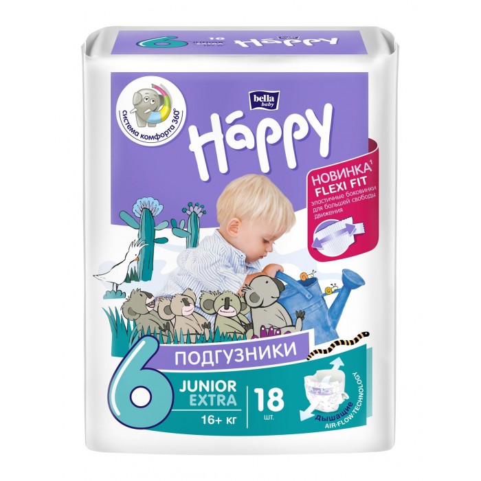  Bella baby Happy Подгузники Happy Junior Extra (16+ кг) 18 шт.