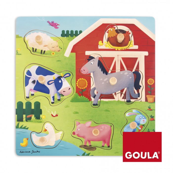 Деревянные игрушки Goula Рамка-вкладыш Ферма мама и малыш пазлы goula пазл ферма